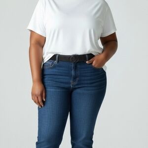 Black Belt with Double Ring Buckle Plus Size waist 44"-47"